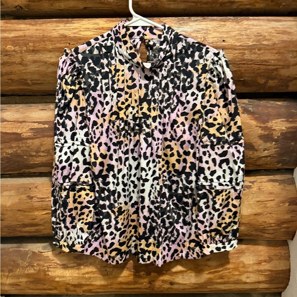 💗Beautiful NWT Veronica Beard Silk Blend Multicolored Leopard Print Blouse